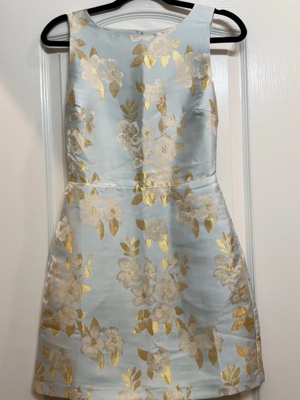 B. Right Gold Floral Jacquard Sleeveless Dress - Light Blue